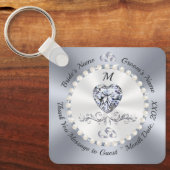 Verbluffende gepersonaliseerde, diamanten bruiloft sleutelhanger (Voorkant)