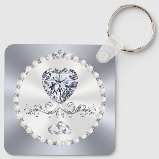 Verbluffende gepersonaliseerde, diamanten bruiloft sleutelhanger (Achterkant)