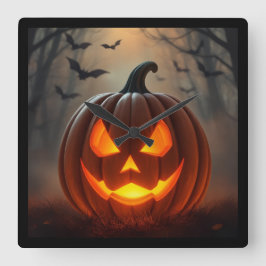Verbluffende Glowing Pumpkin Art – Ultimatief  Vierkante Klok