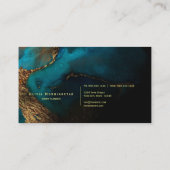 Verbluffende Gold Aqua Liquid Alcohol Ink Waterver Visitekaartje (Achterkant)