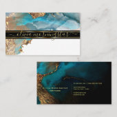 Verbluffende Gold Aqua Liquid Alcohol Ink Waterver Visitekaartje (Voorkant / Achterkant)