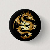 Verbluffende Gold Dragon Ronde Button 3,2 Cm (Voorkant)