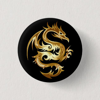 Verbluffende Gold Dragon Ronde Button 3,2 Cm