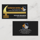 Verbluffende Gold Hammer Black Wire Mesh Handyman Visitekaartje (Voorkant / Achterkant)