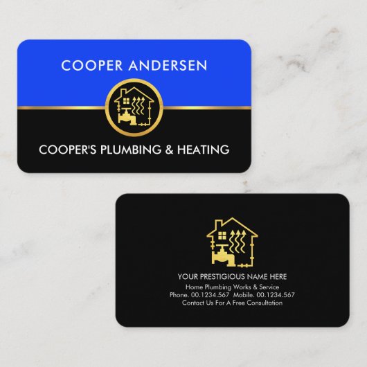 Verbluffende Gold Line Loodgietersverwarming Visitekaartje (Voorkant / Achterkant)