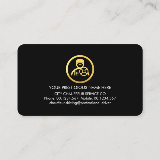 Verbluffende Gold Line Private Driver Visitekaartje (Achterkant)
