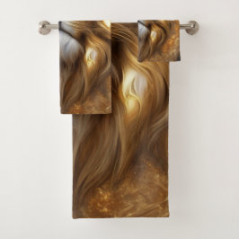 Verbluffende Gold Lion Head Bad Handdoek