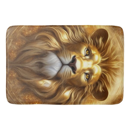 Verbluffende Gold Lion Head Badmat (Voorkant)