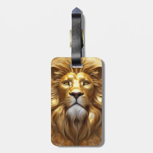 Verbluffende Gold Lion Head Bagagelabel (Achterkant verticaal)