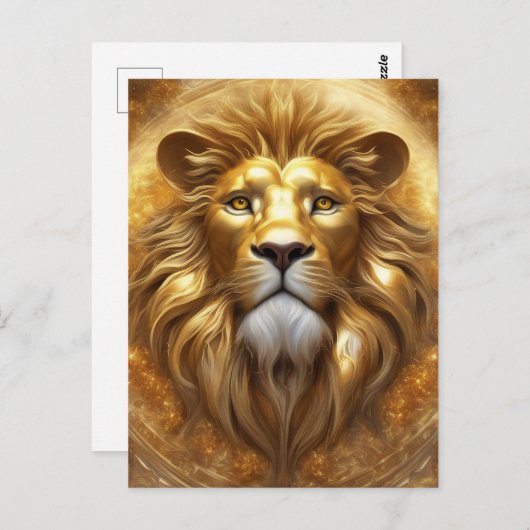 Verbluffende Gold Lion Head Briefkaart (Voorkant / Achterkant)