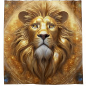 Verbluffende Gold Lion Head Douchegordijn (Voorkant)