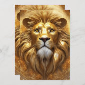 Verbluffende Gold Lion Head Feestdagenkaart (Voorkant / Achterkant)