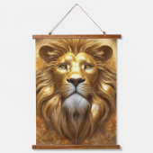 Verbluffende Gold Lion Head Hangend Wandkleed (Voorkant)