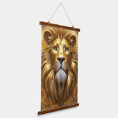 Verbluffende Gold Lion Head Hangend Wandkleed (Gebogen)