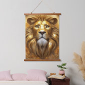 Verbluffende Gold Lion Head Hangend Wandkleed (Slaapkamer)