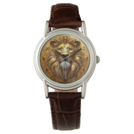 Verbluffende Gold Lion Head Horloge