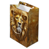 Verbluffende Gold Lion Head Medium Cadeauzakje (Voorkant Gekanteld)