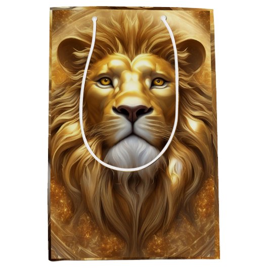 Verbluffende Gold Lion Head Medium Cadeauzakje (Voorkant)