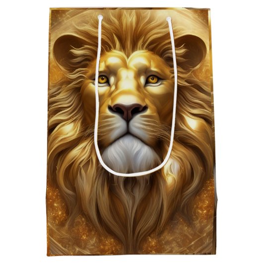 Verbluffende Gold Lion Head Medium Cadeauzakje (Achterkant)
