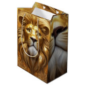 Verbluffende Gold Lion Head Medium Cadeauzakje (Achterkant Gekanteld)