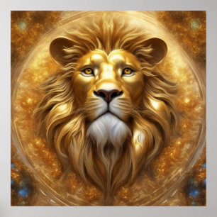 Verbluffende Gold Lion Head Poster