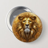 Verbluffende Gold Lion Head Ronde Button 7,6 Cm (Voorkant /achterkant)