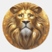 Verbluffende Gold Lion Head Ronde Sticker (Voorkant)
