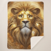 Verbluffende Gold Lion Head Sherpa Deken (Voorkant)