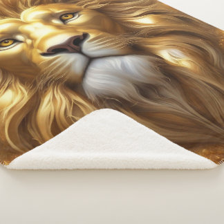 Verbluffende Gold Lion Head Sherpa Deken