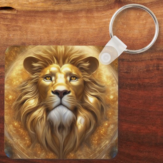 Verbluffende Gold Lion Head Sleutelhanger (Achterkant)