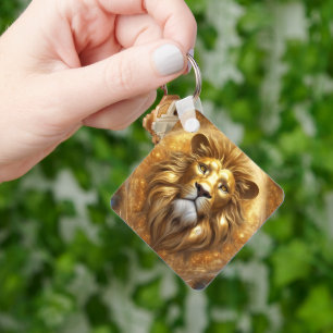 Verbluffende Gold Lion Head Sleutelhanger