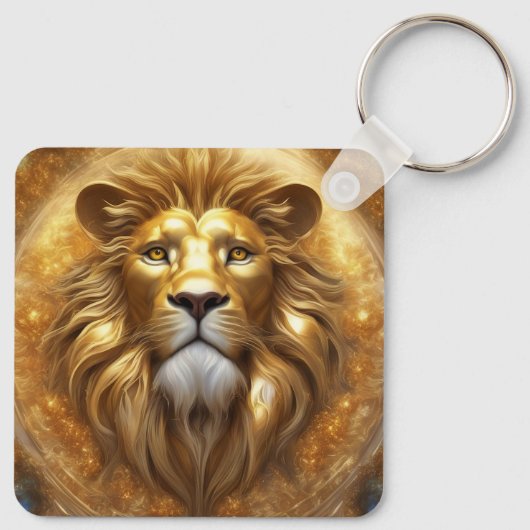 Verbluffende Gold Lion Head Sleutelhanger (Achterkant)