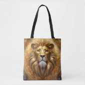 Verbluffende Gold Lion Head Tote Bag (Voorkant)