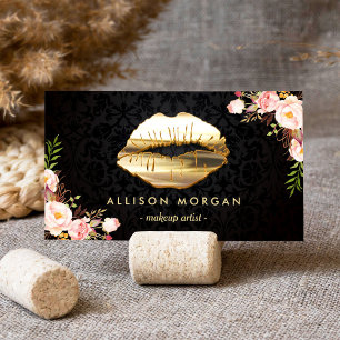 Verbluffende Gold Lips maken artistieke Floral Visitekaartje