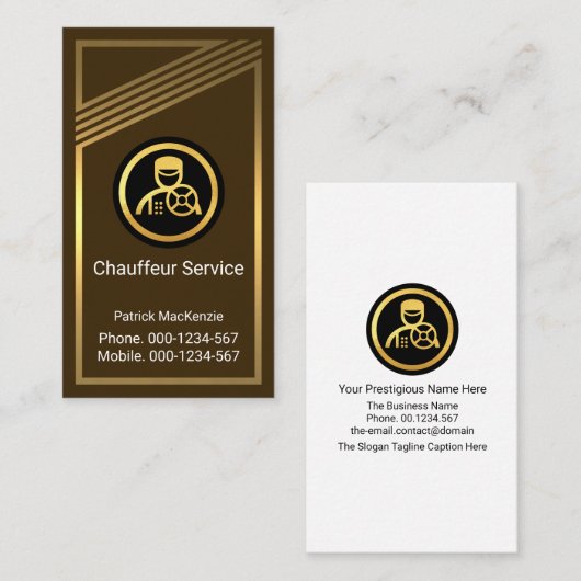 Verbluffende Gold Stripes Lijst Chauffeur Visitekaartje (Voorkant / Achterkant)