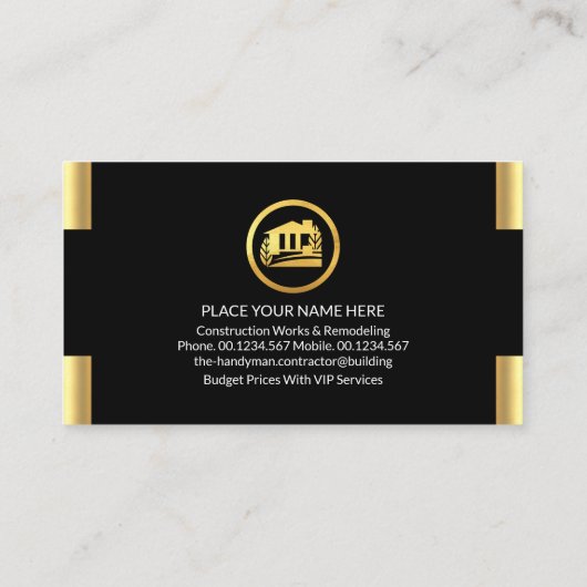 Verbluffende Gold Tabs Handyman Tools Visitekaartje (Achterkant)