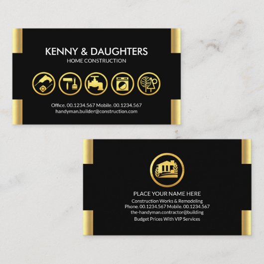 Verbluffende Gold Tabs Handyman Tools Visitekaartje (Voorkant / Achterkant)