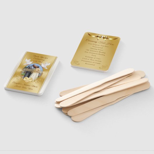 Verbluffende Gold Wedding Jubileum Program Fans Handwaaier (Niet-gemonteerd)