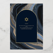 Verbluffende GOUD FOLIE Agaat Knikker Bat Mitzvah Folie Uitnodiging (Achterkant)