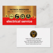 Verbluffende gouden elektrische pictogrammen stroo visitekaartje (Voorkant / Achterkant)