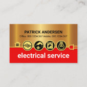 Verbluffende gouden elektrische pictogrammen stroo visitekaartje (Voorkant)