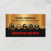 Verbluffende gouden elektrische pictogrammen stroo visitekaartje (Voorkant)