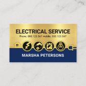 Verbluffende gouden elektrische pictogrammen visitekaartje (Voorkant)