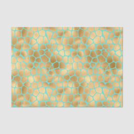 Verbluffende gouden girafdruk op blauwe achtergron tissuepapier