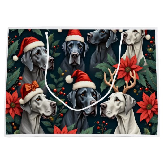 Verbluffende Great Dane Kerst Groot Cadeauzakje (Voorkant)