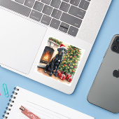 Verbluffende Great Dane kerst sticker (Laptop met iPhone)