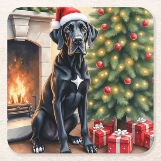 Verbluffende Great Dane Kerstmis Kartonnen Onderzetters (Voorkant)