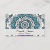 Verbluffende Grijze & Blauwgroen Mandala Massage T Visitekaartje (Voorkant)