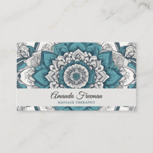 Verbluffende Grijze & Blauwgroen Mandala Massage T Visitekaartje