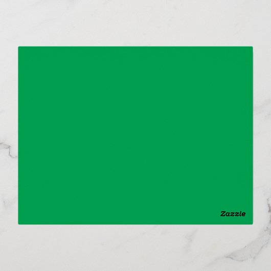 Verbluffende groene achtergrond met wit randontwer folie feestdagen briefkaart (Achterkant)